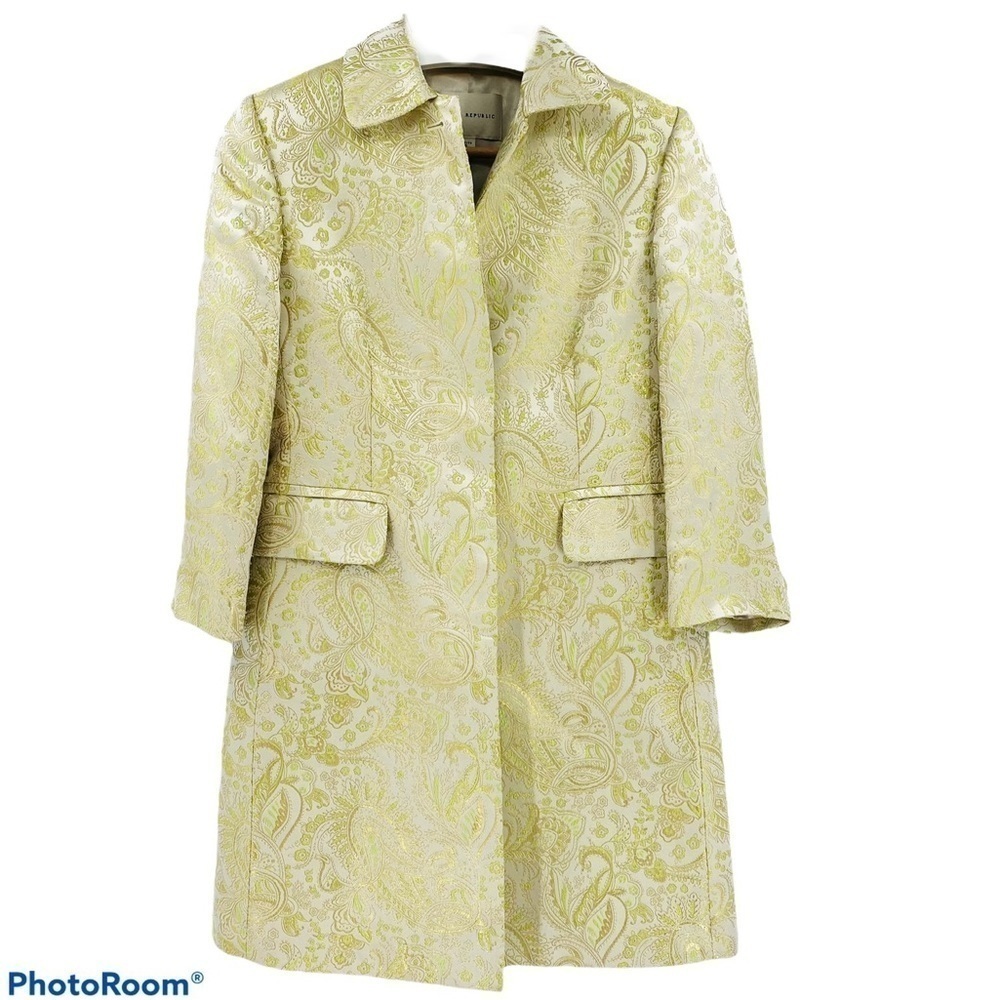 BANANA REPUBLIC Brocade Silk Blend Jacket Size Small Petite - Picture 7 of 10